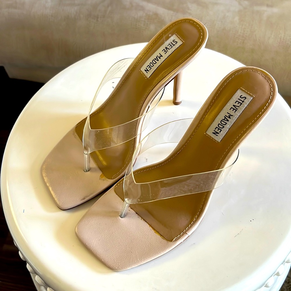 Steve Madden Clear Thong Heels Size 8